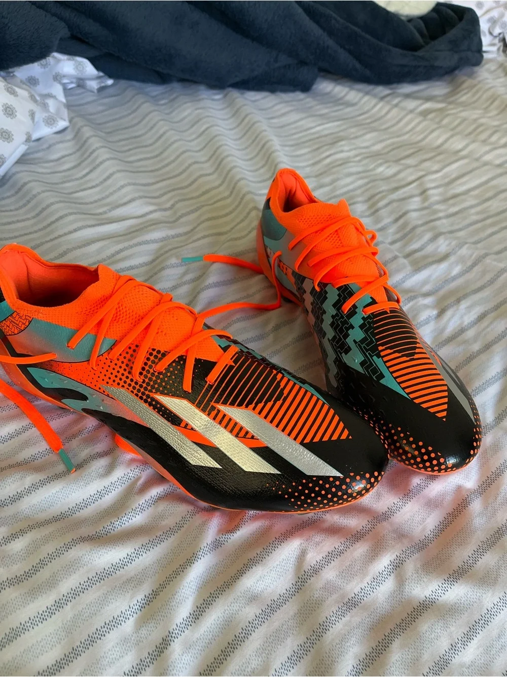 Adidas Men's X Speedportal Messi.1 FG in Bright Orange, Black, White & Teal